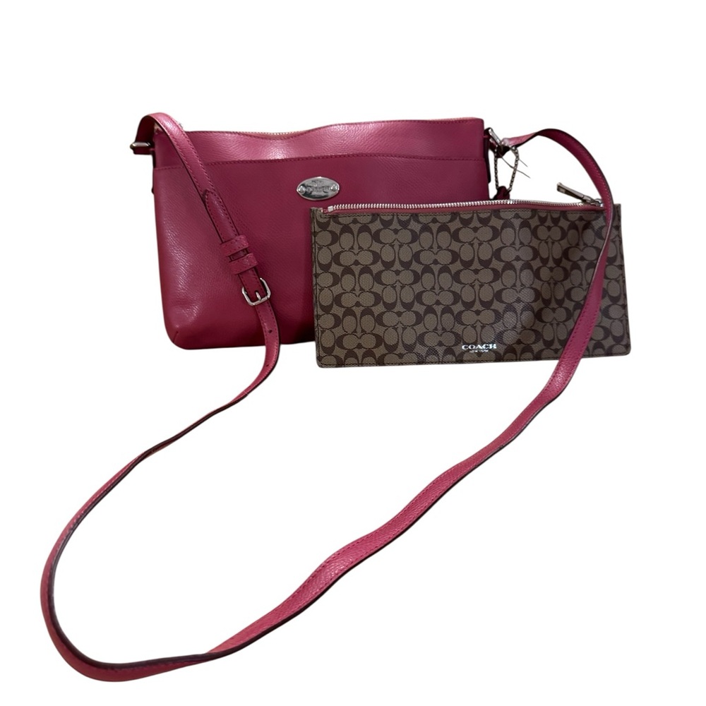 Coach Fuchsia and Brown Crossbody Bag Set